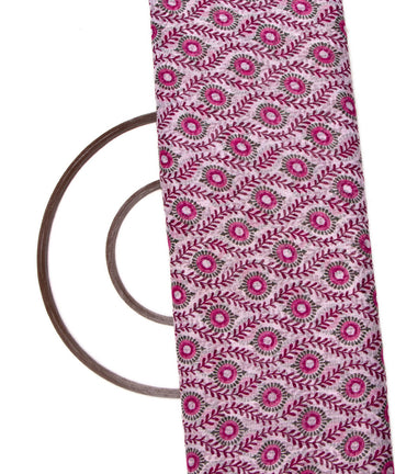 White Colour Floral Print Kota Doria Fabric